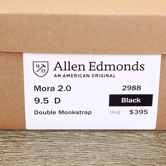 Allen Edmonds MORA 2.0 Monkstrap 9.5 D Black * add $15 Cedar Trees